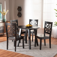 Baxton Studio Rava-Dark Brown-5PC Dining Set Baxton Studio Rava Modern and Contemporary Dark Brown Finished Wood